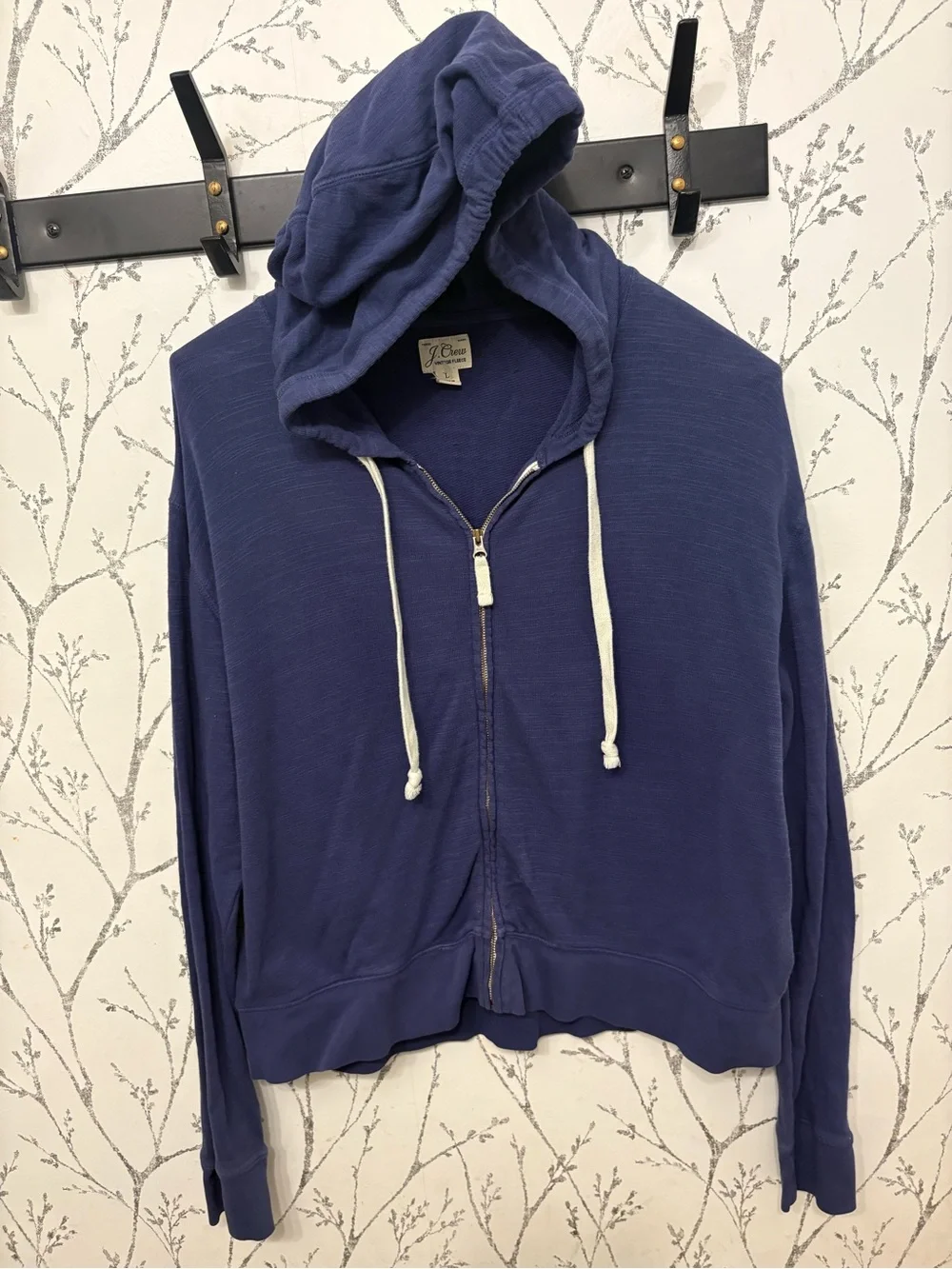 J Crew Vintage fleece full zip hoodie navy size Large